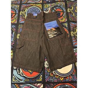 y2k platinum B.Q.E black red deadstock jorts shorts W 34 L 14 NWT baggy